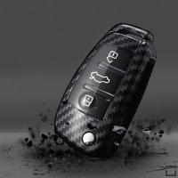 Cover Guscio / Copri-chiave Carbon-Look TPU compatibile con Audi AX3 nero