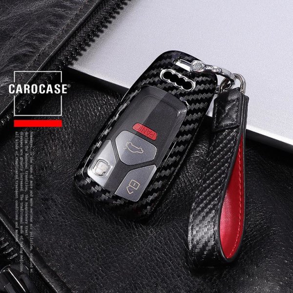 Carbon Look Schlüssel Cover passend für Audi Schlüssel schwarz