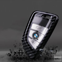 Coque de protection en Carbon-Look TPU pour voiture BMW clé télécommande B6, B7 noir