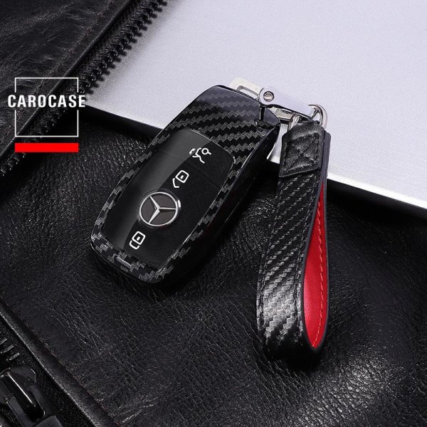 Carbon-Look Cover passend für Mercedes-Benz Schlüssel schwarz  HEK21-M9-S131-E