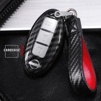 Cover Guscio / Copri-chiave Carbon-Look TPU compatibile con Nissan N5, N6, N7 nero