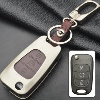 Alu Hartschalen Schlüssel Case passend für Hyundai, Kia Autoschlüssel  HEK2-D5