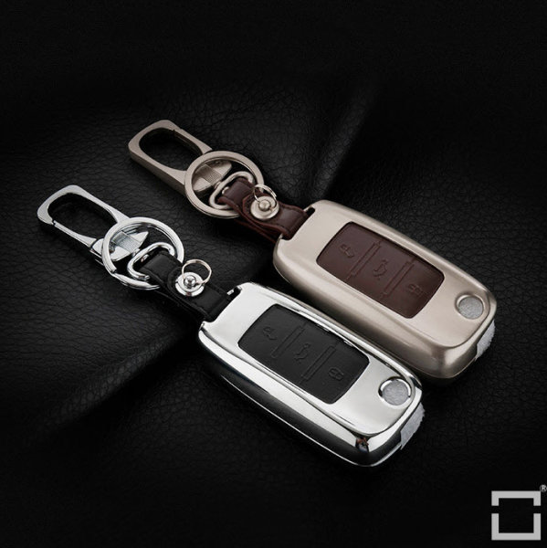 Alu Hartschalen Schlüssel Case passend für Volkswagen, Skoda, Seat Autoschlüssel  HEK2-V2