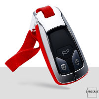 Coque de protection en Aluminium, Cuir Alcantara pour voiture Audi clé télécommande AX6
