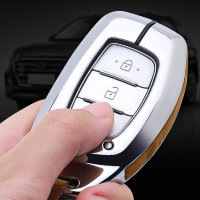 Cover Guscio / Copri-chiave Alluminio, Pelle Alcantara compatibile con Hyundai D1, D2