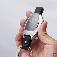 Premium Carbon-Look Aluminium-Zink Schlüssel Cover passend für Mercedes-Benz Schlüssel  HEK32-M7-S226