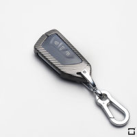 Premium Carbon-Look Aluminium, Aluminium-Zink Schlüssel Cover passend für Volkswagen, Skoda, Seat Schlüssel  HEK32-V11-S129