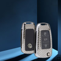 Coque de clé de voiture compatible avec Volkswagen, Skoda, Seat clés inkl. Schlüsselring + Mini-Schraubendreher (HEK32-V2)