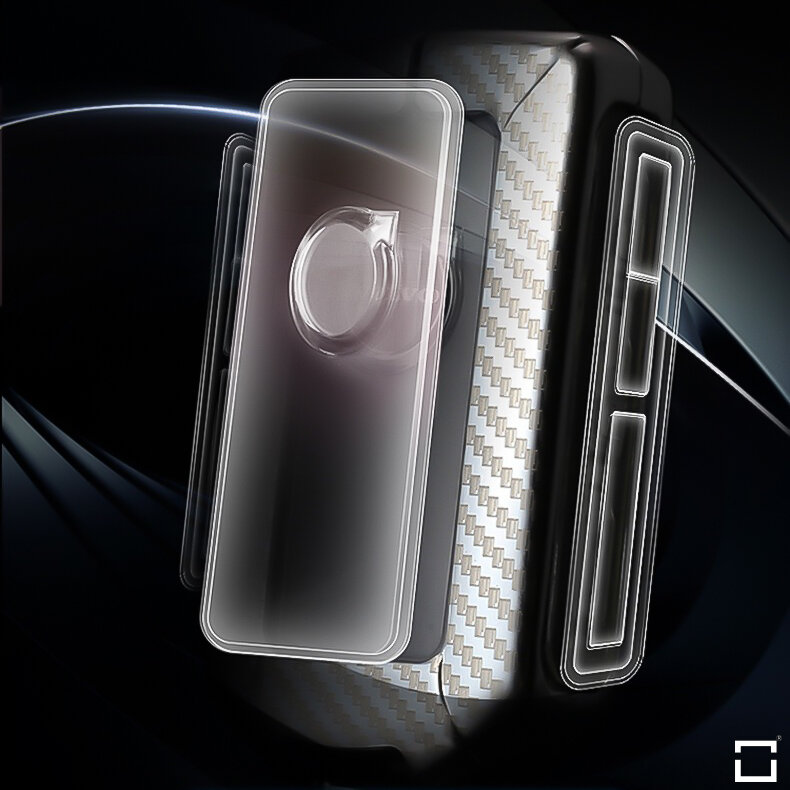Premium Carbon-Look Aluminium-Zink Schlüssel Cover passend für Volvo Schlüssel  HEK32-VL3-S226
