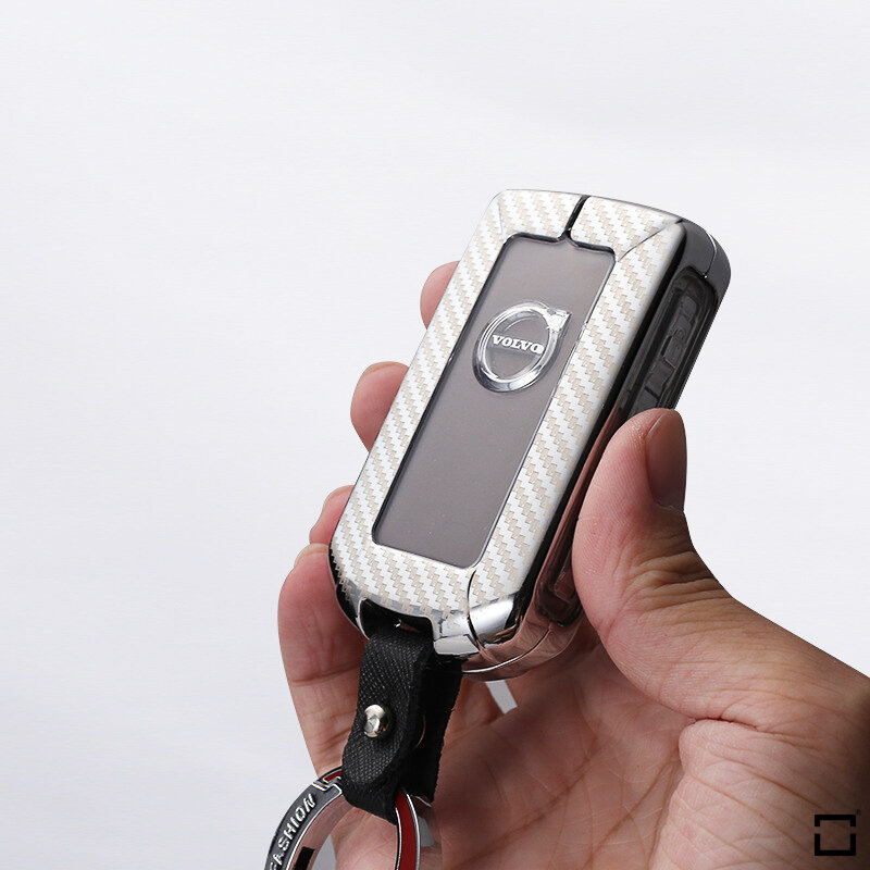 Premium Carbon-Look Aluminium-Zink Schlüssel Cover passend für Volvo Schlüssel  HEK32-VL3-S226
