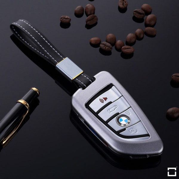 Alu Schlüssel Cover für BMW Schlüssel inkl. Lederband  HEK34-B6