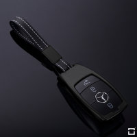 Alu Schlüssel Cover für Mercedes-Benz Schlüssel inkl. Lederband  HEK34-M9