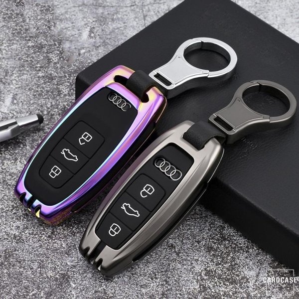Alu Schlüssel Cover mit Silikon Tastenabdeckung passend für Audi Auto,  19,95 €