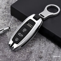 Alu Schlüssel Cover mit Silikon Tastenabdeckung passend für Audi Autoschlüssel  HEK37-AX7