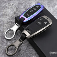 Alu Schlüssel Cover mit Silikon Tastenabdeckung passend für Audi Autoschlüssel  HEK37-AX7