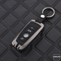 Alu Schlüssel Cover mit Silikon Tastenabdeckung passend für BMW Autoschlüssel  HEK37-B5