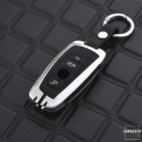 Alu Schlüssel Cover mit Silikon Tastenabdeckung passend für BMW Autoschlüssel  HEK37-B5