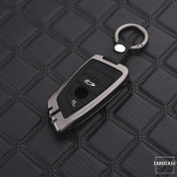Alu Schlüssel Cover mit Silikon Tastenabdeckung passend für BMW Autoschlüssel  HEK37-B6