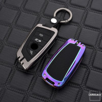 Alu Schlüssel Cover mit Silikon Tastenabdeckung passend für BMW Autoschlüssel  HEK37-B6