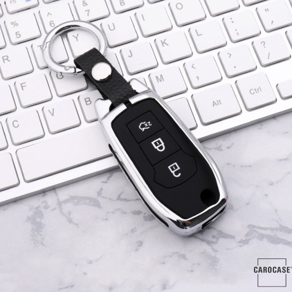 Alu Schlüssel Cover mit Silikon Tastenabdeckung passend für Audi