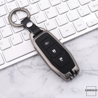 Alu Schlüssel Cover mit Silikon Tastenabdeckung passend für Ford Autoschlüssel  HEK37-F3