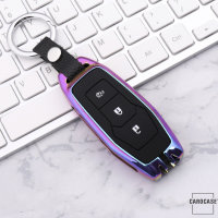 Alu Schlüssel Cover mit Silikon Tastenabdeckung passend für Ford Autoschlüssel  HEK37-F3
