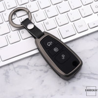 Alu Schlüssel Cover mit Silikon Tastenabdeckung passend für Ford Autoschlüssel  HEK37-F4
