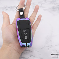 Alu Schlüssel Cover mit Silikon Tastenabdeckung passend für Ford Autoschlüssel  HEK37-F8