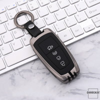 Alu Schlüssel Cover mit Silikon Tastenabdeckung passend für Ford Autoschlüssel  HEK37-F9