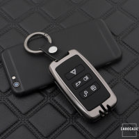Alu Schlüssel Cover mit Silikon Tastenabdeckung passend für Land Rover, Jaguar Autoschlüssel  HEK37-LR1