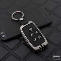 Alu Schlüssel Cover mit Silikon Tastenabdeckung passend für Land Rover, Jaguar Autoschlüssel  HEK37-LR2
