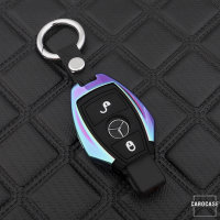 Alu Schlüssel Cover mit Silikon Tastenabdeckung passend für  Autoschlüssel  HEK37-M6