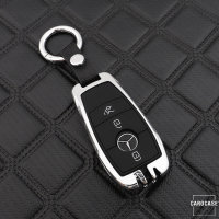 Alu Schlüssel Cover mit Silikon Tastenabdeckung passend für Mercedes-Benz Autoschlüssel  HEK37-M9