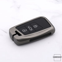 Alu Schlüssel Cover mit Silikon Tastenabdeckung passend für Volkswagen, Skoda, Seat Autoschlüssel  HEK37-V4