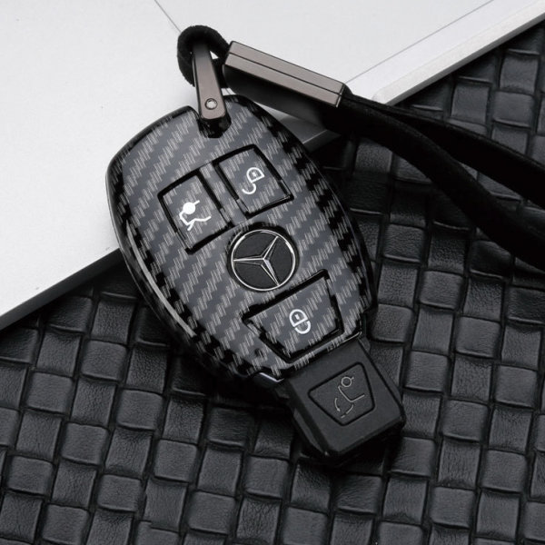 Coque de clé de voiture (HEK47) compatible avec Mercedes-Benz clés - noir