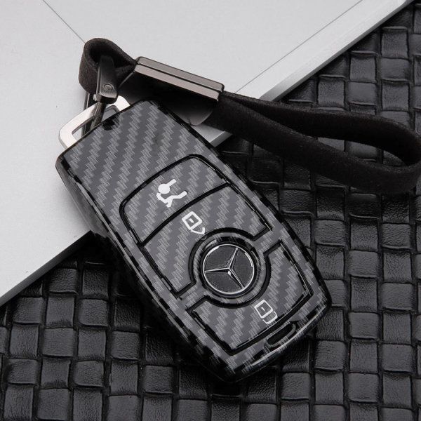 Coque de clé de voiture (HEK47) compatible avec Mercedes-Benz clés - noir