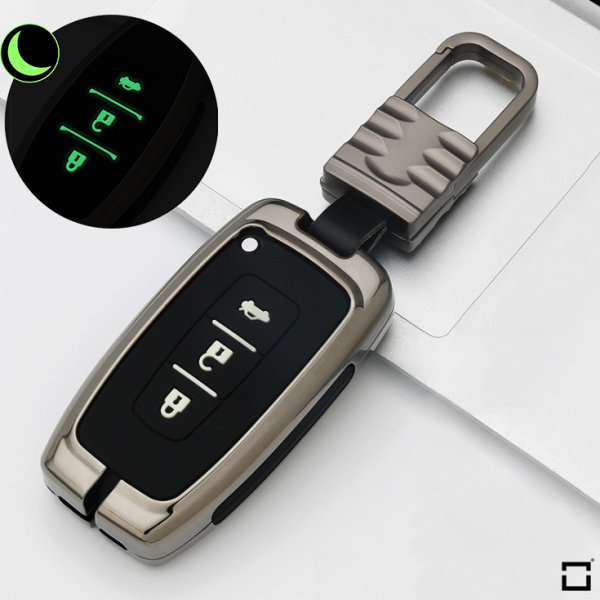 Schlüssel Cover mit Silikon Tastenabdeckung (Leuchtend) passend für Hyundai Autoschlüssel  HEK54-D3-S114