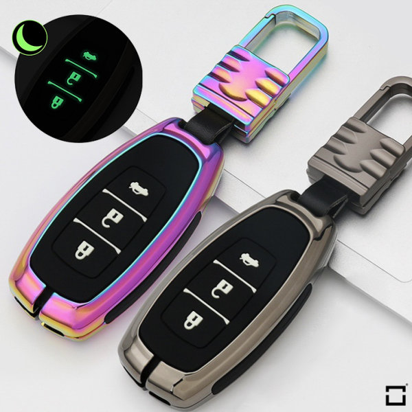 Schlüssel Cover mit Silikon Tastenabdeckung (Leuchtend) passend für Hyundai Autoschlüssel  HEK54-D9-S114