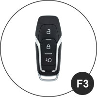 Schlüssel Cover mit Silikon Tastenabdeckung (Leuchtend) passend für Ford Autoschlüssel  HEK54-F2-S114