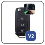 Leder Schlüssel Cover passend für Volkswagen, Skoda, Seat Schlüssel V2 schwarz