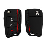 Silikon Schutzhülle / Cover passend für Volkswagen, Audi, Skoda, Seat Autoschlüssel V3 schwarz