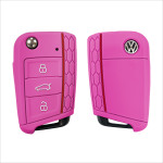 Silikon Schutzhülle / Cover passend für Volkswagen, Audi, Skoda, Seat Autoschlüssel V3 rosa