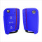 Silikon Schutzhülle / Cover passend für Volkswagen, Audi, Skoda, Seat Autoschlüssel V3 blau