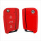 Silikon Schutzhülle / Cover passend für Volkswagen, Audi, Skoda, Seat Autoschlüssel V3 rot