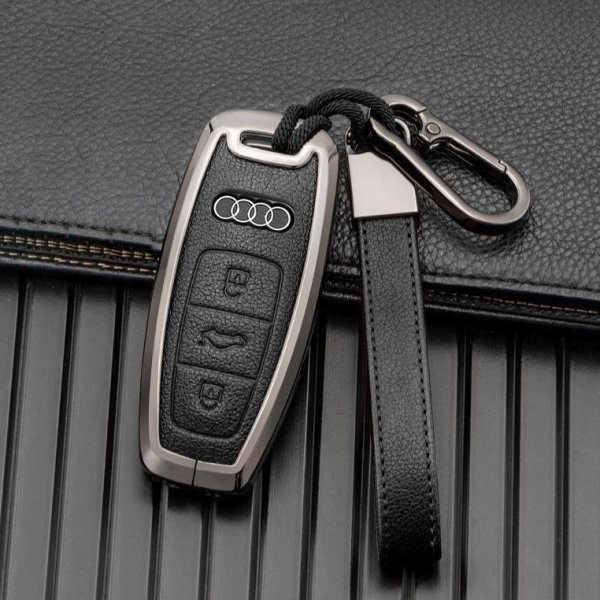 ontto Autoschlüssel Hülle Passt für Audi A3 40 TFSI A4 B9 A6 A7 4K A8  E-tron Q5 Q8 C8 D5 SQ8 RS3 2019-2023 Schlüsselhülle Metall Schutzhülle  Fernbedienung Cover Schlüsselanhänger-D Kohlenschwarz : 