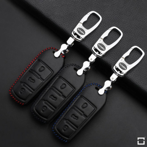 Leather key cover for Volkswagen keys including hook (LEK22-V5)