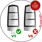 Leder Schlüssel Cover passend für Volkswagen Schlüssel V5 schwarz/rot