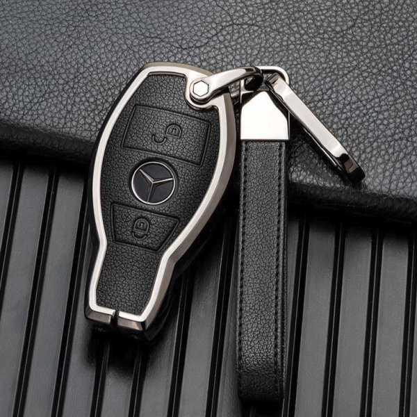 Key case cover FOB for Mercedes-Benz keys incl. keychain (HEK58-M6X)
