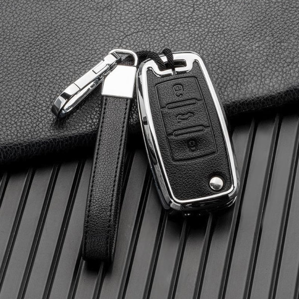 Key case cover FOB for Volkswagen, Skoda, Seat keys incl. keychain