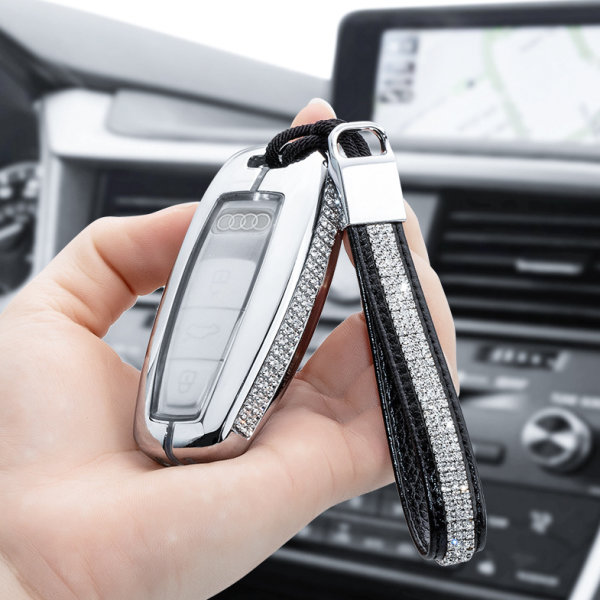kaser Autoschlüssel Hülle für Audi – Cover TPU Silikon Hochglanz  Schutzhülle Schlüsselhülle für Audi Keyless A1 A2 A3 A4 A5 A7 Q1 Q3 Q5 TT  (Silber)
